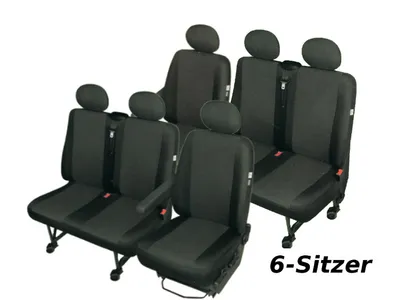 Produktbild von VW T4 Stoff Sitzbezüge Sitzschoner 6 Sitzer Schwarz