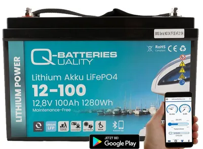 Produktbild von Q-Batteries LiFePO4 Akku 12,8V 100Ah mit Bluetooth & Heizung