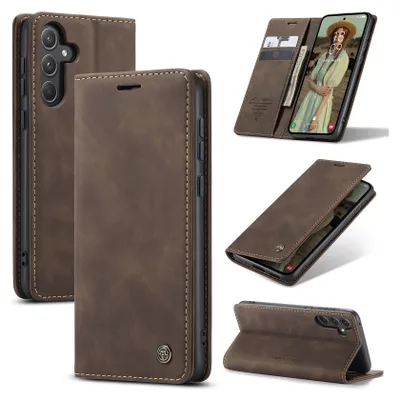 Produktbild von Galaxy A55 Hülle, Retro Kunstledertasche mit Standfunktion Schutzhülle für Samsung Galaxy A55 5G Kupfer