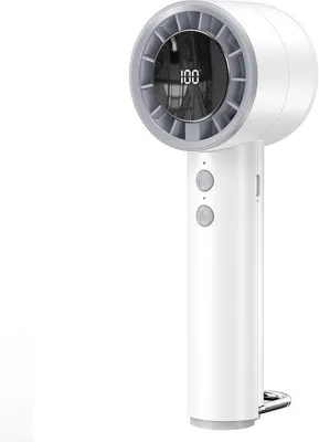 Obrázok produktu pre Ručné mini ventilátory s digitálnym displejom a D-háčikom, 5 rýchlostí, prenosné, vhodné do kancelárie, domácnosti a na vonkajšie použitie