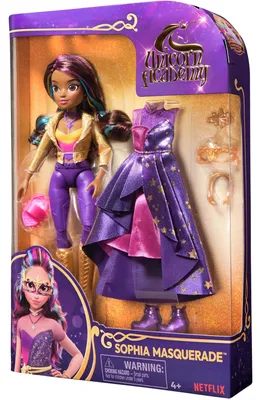 Produktbild von Unicorn Academy Deluxe Ankleidepuppe Maskenball - Sophia, Originalpuppe zur beliebten Netflix-Serie, 24 cm groß, mit 2 Outfits und Accessoires, Modepuppe, Weiblich, 4 Jahr(e), Junge/Mädchen, 241 mm, 320 g