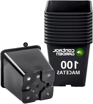Obrázok produktu pre Sada 100 čiernych štvorcových kvetináčov s rozmermi 8 x 8 x 7 cm – sada plastových kvetináčov na rastliny a semená – ideálna pre použitie v interiéri aj exteriéri.