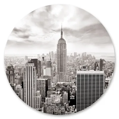 Immagine prodotto di Adesivo cerchio ARCHITETTURA New York grattacielo edificio città panorama decorazione murale per ufficio soggiorno 100 cm x 100 cm