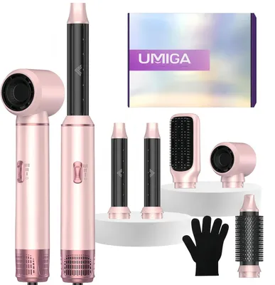 Zdjęcie produktu dla Stylizator do włosów 5w1: lokówka, suszarka, szczotka z gorącym powietrzem, prostownica, jonizator ceramiczny. Wielofunkcyjne urządzenie do kręcenia, dodawania objętości i prostowania włosów