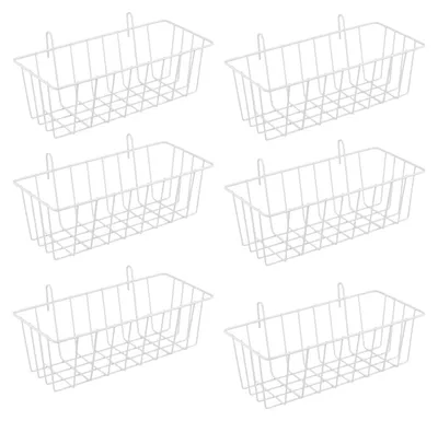 Obrázok produktu pre Kôš s háčikmi – kovový úložný kôš – 25 x 13 x 9 cm – nástenný kôš – úložný kôš do kúpeľne – úložný kôš do kancelárie