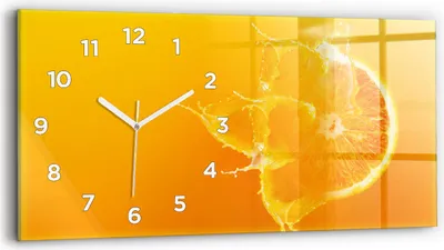 Produktbild von Wallfluent Wanduhr – Stilles Quarzuhrwerk - Uhr Dekoration Wohnzimmer Schlafzimmer Küche - Zifferblatt - weiße Zeiger - 60x30 cm - Orange