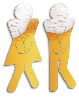 Immagine prodotto di Set di 2 decorazioni da parete in acrilico a tema birra, dimensioni 25x16 cm, ideali per bar domestici e bagni