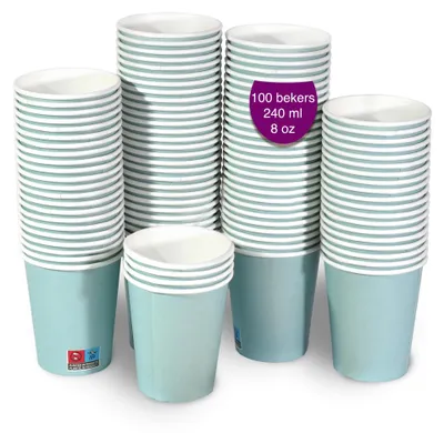 Produktbild von 100 Pappbecher, blau, 240 ml, Einwegbecher aus Papier, für Partys