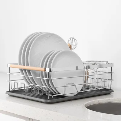 Produktbild von Navaris Abtropfgestell Abtropfgitter Gestell für Geschirr - Abtropfständer Abtropfschale für Küchen Spüle - Ablage für Teller Gläser Besteck -