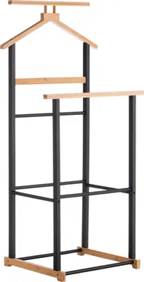 Produktbild von Herrendiener KANNA - Kleiderbügel, Hosenablage aus Bambus in schwarz/natur