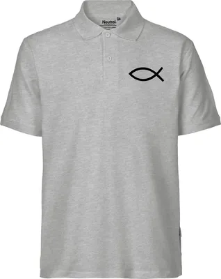 Produktbild von Huuraa Herren Polo Shirt Fisch Symbol XXL Sport Grey Bio Baumwolle Fairtrade Poloshirt Geschenkidee