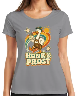 Productafbeelding van Honk & Prost: Lederhosen, Bayern, Bier, , Dirndl, Wiesn, dames T-shirt, grijs, maat S
