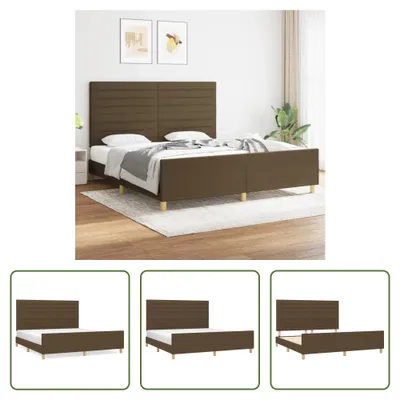 Produktbild von The Living Store Bettgestell mit Kopfteil Dunkelbraun 180x200 cm Stoff