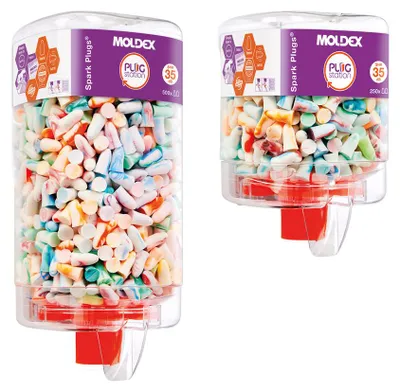 Obrázok produktu pre Zátky do uší Moldex Mellows, štartovací balík PlugStation + náplň 500 ks + držiak na stenu