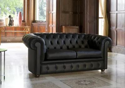 Produktbild von Chesterfield Sofa Couch Polster Sofas Klassischer 2 Sitzer Sitz Leder Schaffhau
