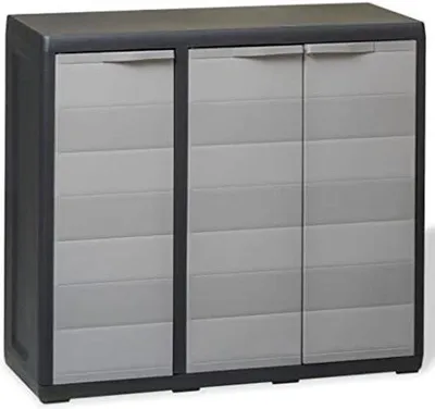 Produktbild von Famanu Aufbewahrungsschrank für den Garten - Schwarz-Grau - 65 x 38 x 87 CM