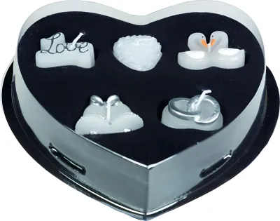 Produktbild von Dekokerzen Wedding 5er in Herzdose