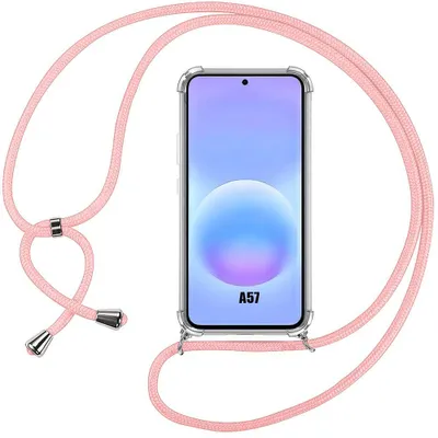 Image de Coque pour Samsung Galaxy A57 5G, Protection Silicone Antichoc Transparente avec Cordon Rose