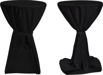 Produktbild von TexDeko Stehtischhussen Premium mit Schleifenband für Bistrotisch Bartisch Schwarz Ø 70cm Durchmesser