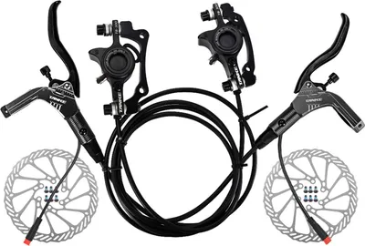 Produktbild von Hydraulisches E-Bike-Bremsset mit 160-mm-Rotoren vorne und hinten, hydraulischer Scheibenbremssattelhebel fuer Elektrofahrrad, Fahrradroller