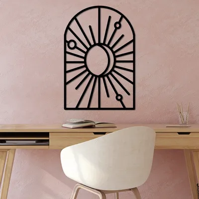 Immagine prodotto di Wallity, Finestra e mezzaluna - L, Accessorio decorativo da parete in metallo, 100 % METALLO, Nero, 70 x 47 cm