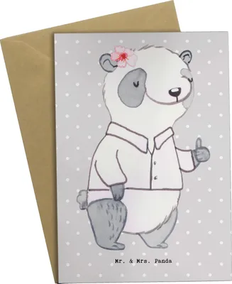 Produktbild von Mr. & Mrs. Panda Grußkarte Unternehmensberaterin Herz - Grau Pastell - Geschenk, einladungskarten, hochzeitskarten, jubiläumskarte, osterkarten, weihnachtskarten