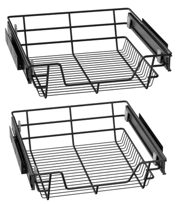 Obrázek produktu pro ACXIN 2X teleskopická zásuvka 50 cm, systém s kovovým rámem, vhodná do skříněk o šířce 50 cm, šířka koše 47 cm, výsuvný kuchyňský koš, černý