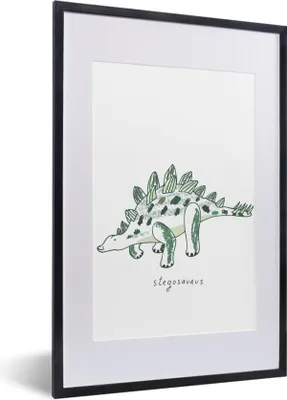 Produktbild von MuchoWow® Gerahmtes Poster Kinderzimmer - Dinosaurier - Stegosaurus - Jungen - Mädchen - Kinder 40x60 cm - Poster mit Schwarzem Bilderrahmen Wandposter Rahmen Foto Bilder - Poster in Rahmen