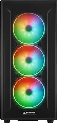 Zdjęcie produktu dla Sharkoon TG6M RGB, Tower, PC, Czarny, ATX, micro ATX, Mini-ITX, Gaming, Wielo