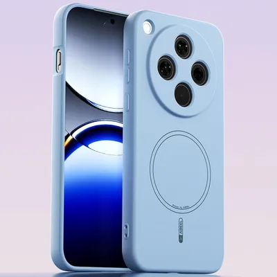 Image de Etui magnétique pour Oppo Find X8, compatible MagSafe, silicone liquide, antichoc et résistant aux rayures Bleu