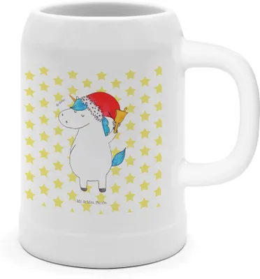 Produktbild von Mr. & Mrs. Panda Krug Einhorn Weihnachtsmann - Weiß - Geschenk, Nikolaus, Deko, Gin, Weihnachten, Seidel, Schokolade, Steinkrug, Tonkrug, Humpen, Bierbecher