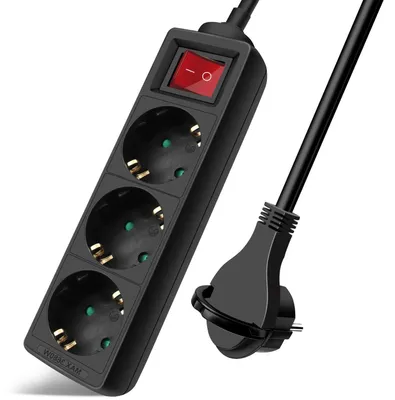 Produktbild von EXTRASTAR Steckdosenleiste mit 3 Steckdosen und Schalter, Kabel 1,5 m, Flachstec