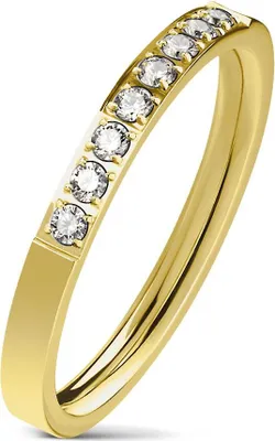 Produktbild von Eleganter Damen Ring aus Edelstahl | glänzende Zirkonia-Kristalle | Partnerring | Verlobungsring | Ehering gold 59 - Ø 18,95 mm