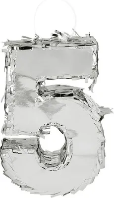 Obrázok produktu pre Pinata číslo 5 strieborný lesk