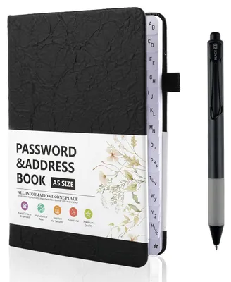 Produktbild von Passwortbuch mit Register A-Z, Notizbuch A5, Schwarz, 480 Passwörter