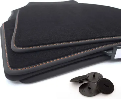 Immagine prodotto di Tappetini per BMW iX i20 (cuciture decorative marroni) Tappetini per auto in velours premium di qualità originale in 4 pezzi, nero