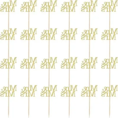 Produktbild von Goldschmiedeelektronik für Hochzeit, Geburtstag, Jubiläum, Party - Goldfarben mit Hochzeitspaar und Torteaccessoires