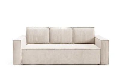 Produktbild von Sofello Modernes Schlafsofa CORDA mit Bettkasten CREME aus Kordstoff mit Schlaffunktion - Modernes Design in trendigen Farben
