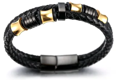 Productafbeelding van Leren armband met magnetische titaniumsluiting, 21,5 cm, voor heren