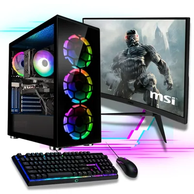 Produktbild von Gaming PC Komplett-Set AMD Ryzen7 5700G - Radeon Grafik - 1TB NVMe SSD - 2000GB HDD - 32GB DDR4 - Windows 11 - WLAN - MSI 27" TFT - Tastatur/Maus