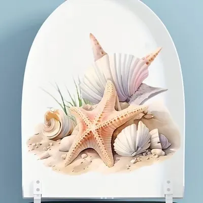 Produktbild von GKA WC Deckel Aufkleber Muscheln und Seestern Toilettendeckel Tattoo selbstklebend Toilette Toilettendeckelaufkleber