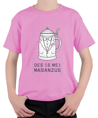 Produktbild von Des Is Mei Maßanzug Bierkrug Tracht Lederhose Dirndl Kinder T-Shirt, Pink, 128