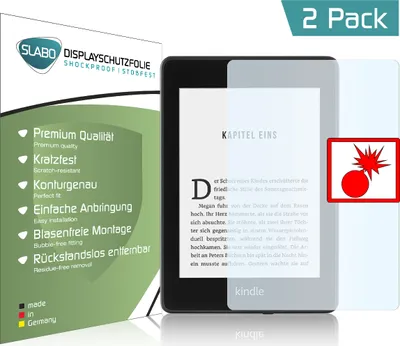 Produktbild von 2x Slabo Panzerschutzfolie für Kindle Paperwhite 2018 (10. Generation) KLAR "Shockproof" Displayfolie Schutzfolie Folie