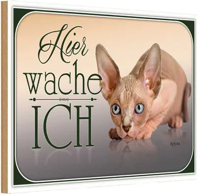 Produktbild von vianmo Holzschild 20x30 cm Katze Sphynx hier wache ich Tier Haustier