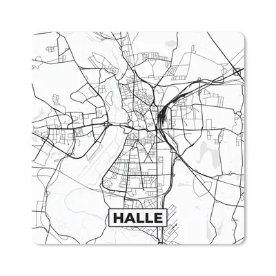 Produktbild von MuchoWow® Mauspad Mousepad Halle - Karte - Stadtplan 20x20 cm - Mousepads - Maus Mat - Pad - Mausunterlage - Desk Mat - Bureauartikeln
