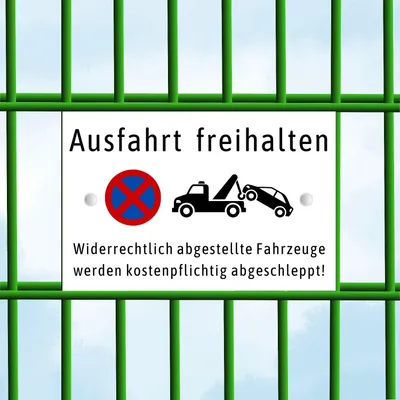 Produktbild von Zaunschild - Ausfahrt freihalten - Perfekt für Doppelstabmattenzäune Grün