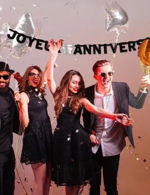 Image de Guirlande Happy Birthday Noir 280 cm - Taille unique
