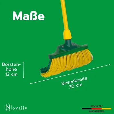 Immagine prodotto di Novaliv set scopa ad artiglio 30 cm in legno con manico telescopico setole curve con scopa da giardino scopa da strada scopa da giardino (scopa + paletta set scopa ad artiglio, 30 cm)