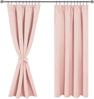 Productafbeelding van Verduisterende Gordijnen - Rimpelband Gordijnen - Slaapkamer Verduisteren - Warmte Isolatie - 200 x 140 cm - Roze