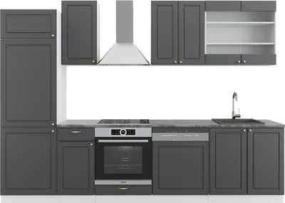 Produktbild von Küchenzeile Vicco Fame-Line Anthrazit-Gold/Weiß 300 cm , AP Anthrazit, Model 42212
